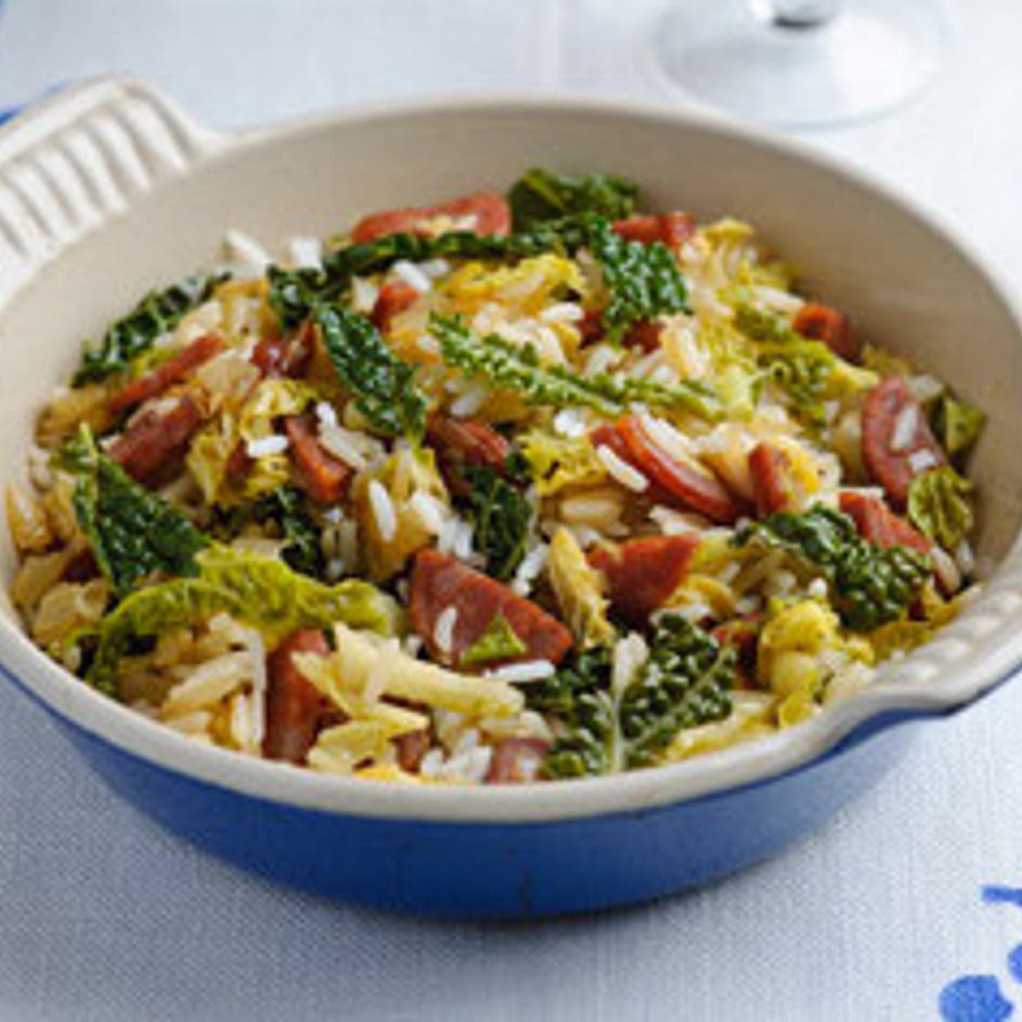 Savoy Cabbage with Chorizo & Rice