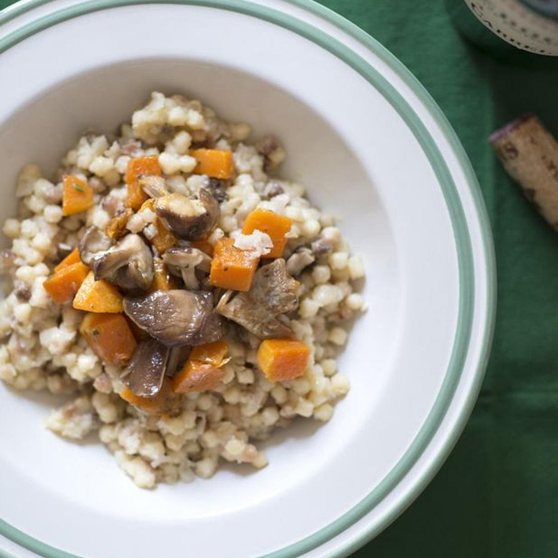 Risotto de fregola, butternut et shiitakés