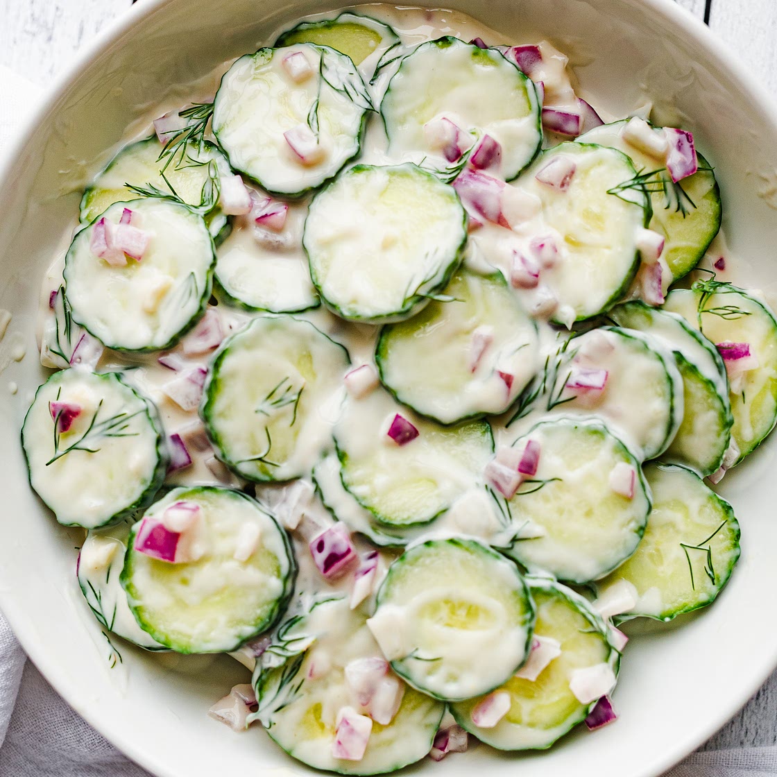 Easy Vegan Creamy Cucumber Salad