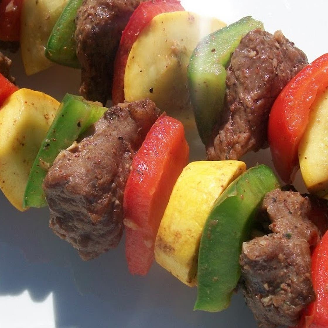 Spicy beef and vegetable kabobs
