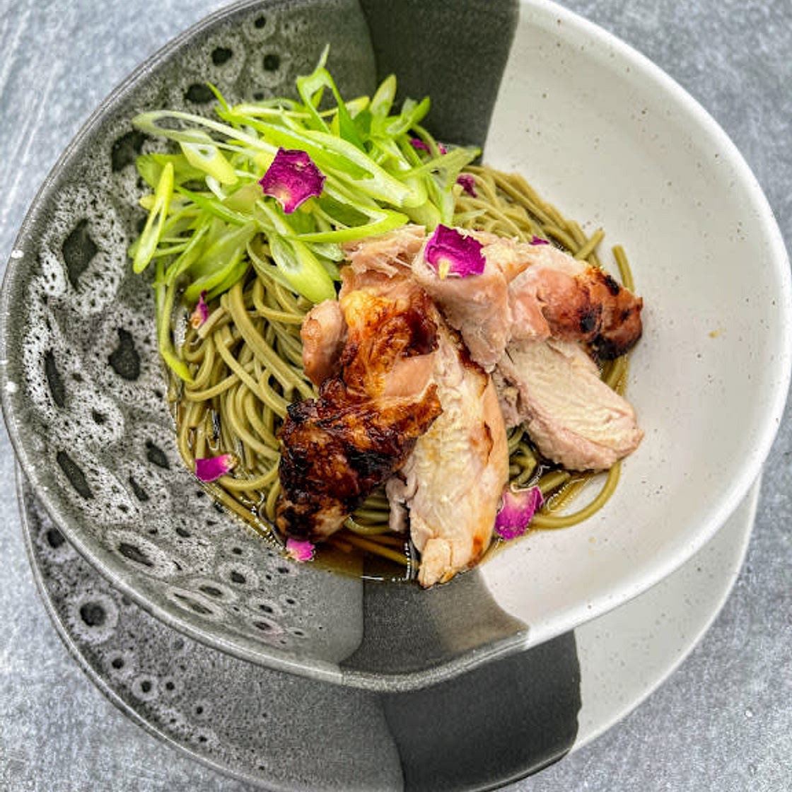Matcha Soba Noodle with Chicken