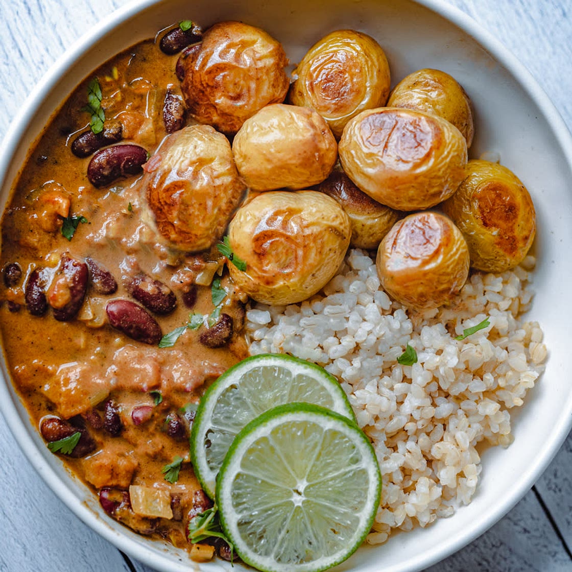Bean Curry with Roasted Potatoes