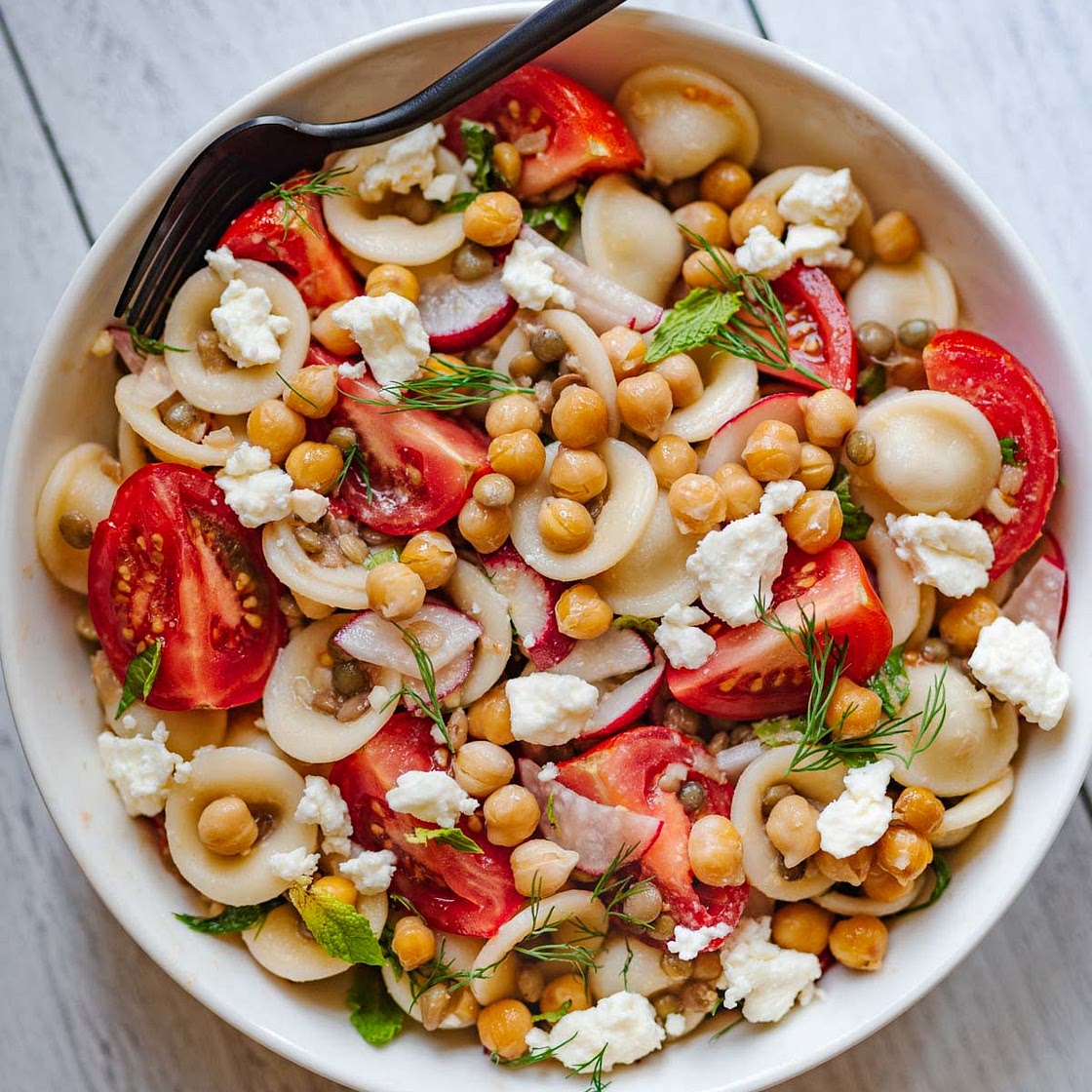 Lentil & Pasta Salad with Lemon Tahini