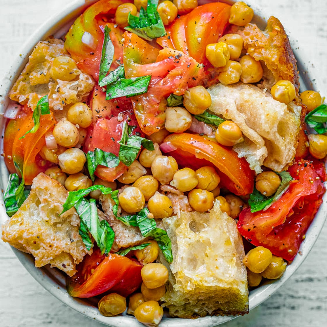 Panzanella Salad with Roasted Chickpeas