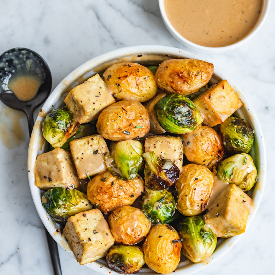 Roasted Tofu & Veggies with Dijon Dressing