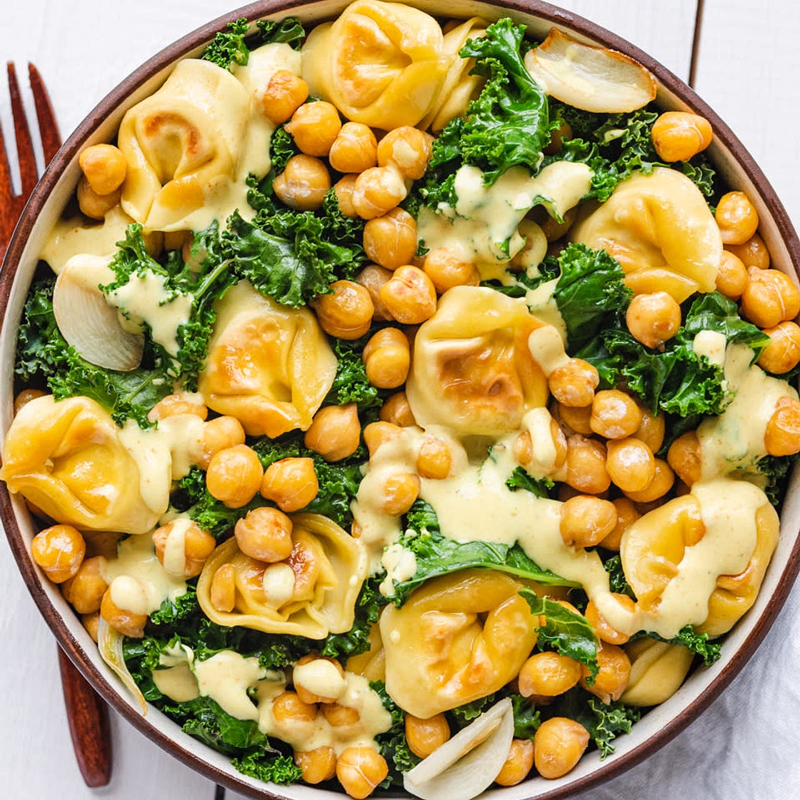Tortellini & Chickpea Kale Salad