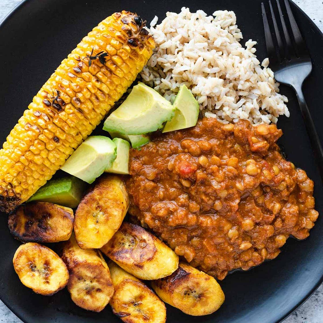 Lentil Chili & Thyme Roasted Corn