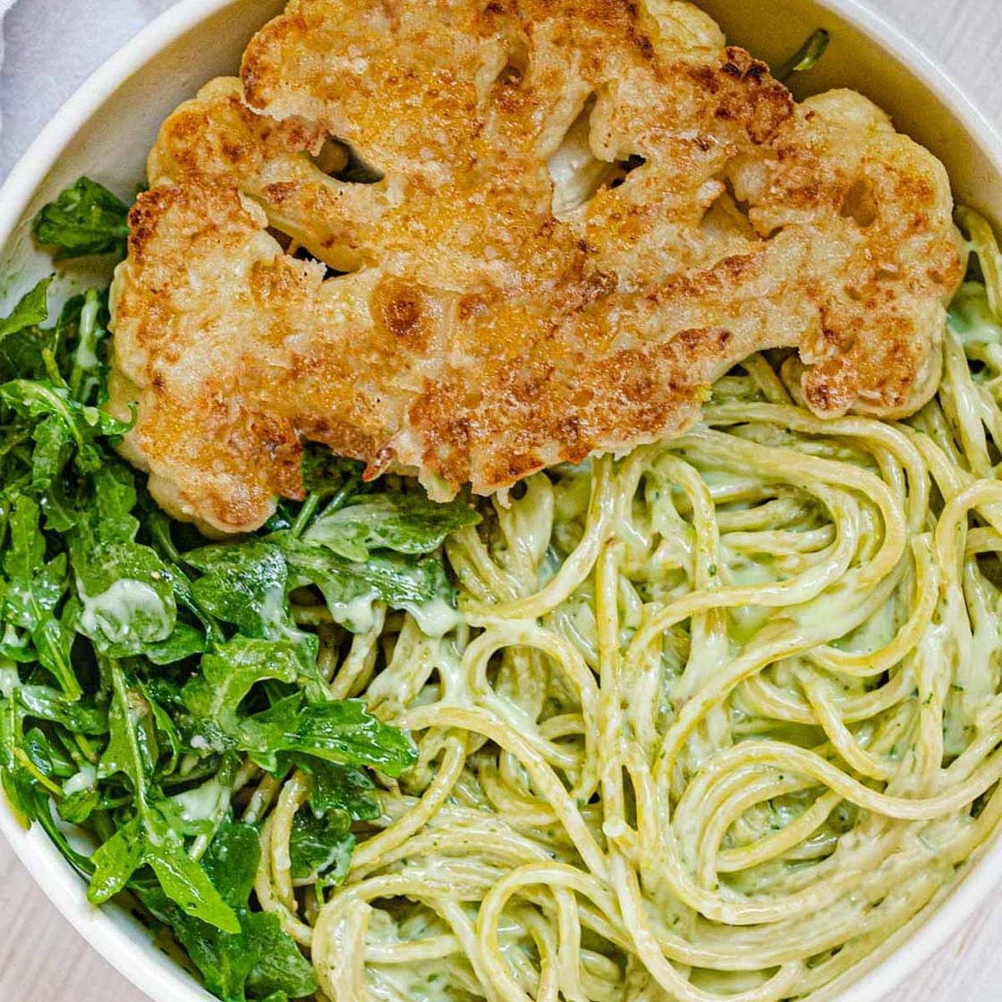 Cauliflower Steaks & Pesto Pasta