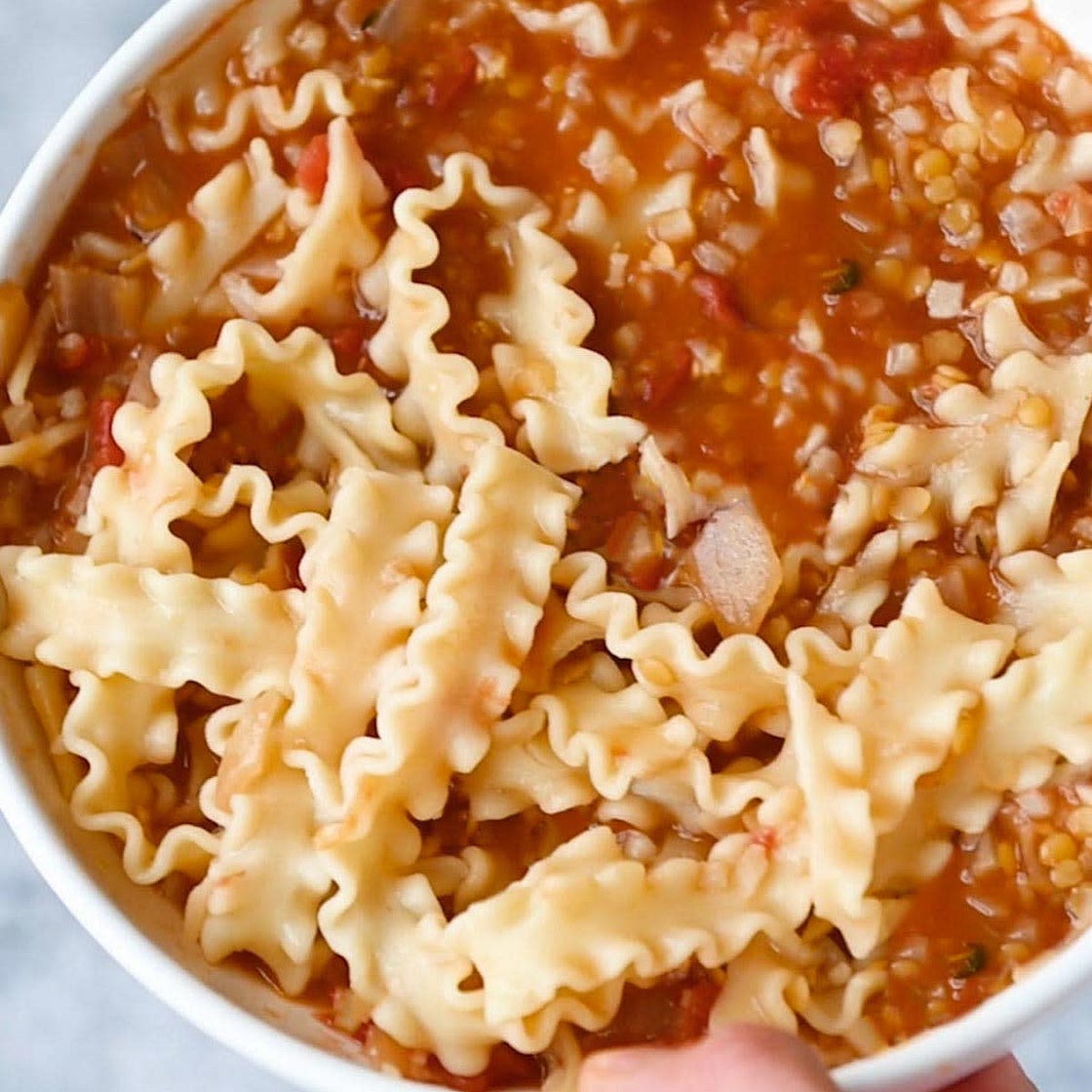Cauliflower Lentil Pasta Soup