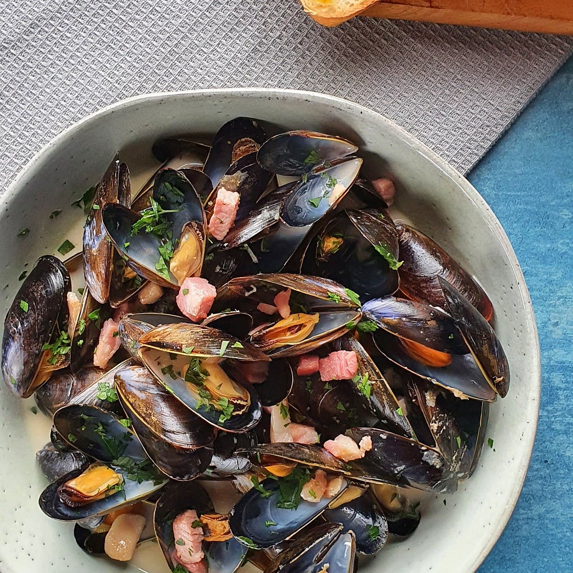 Cider & Bacon Mussels