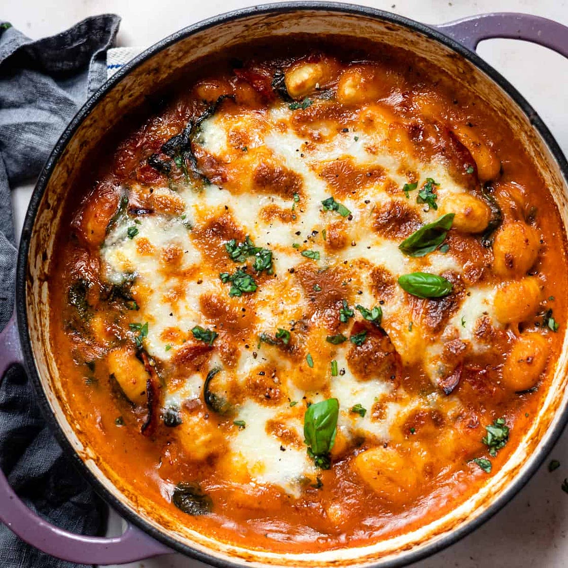 Easy One Pan Chorizo Gnocchi Bake