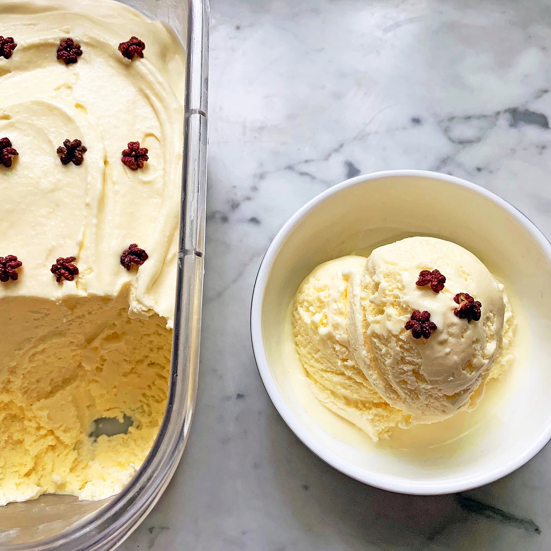 Sichuan Pepper Ice Cream With (Optional) Brown Sugar Sesame Swirl (Hua Jiao Bingqilin)