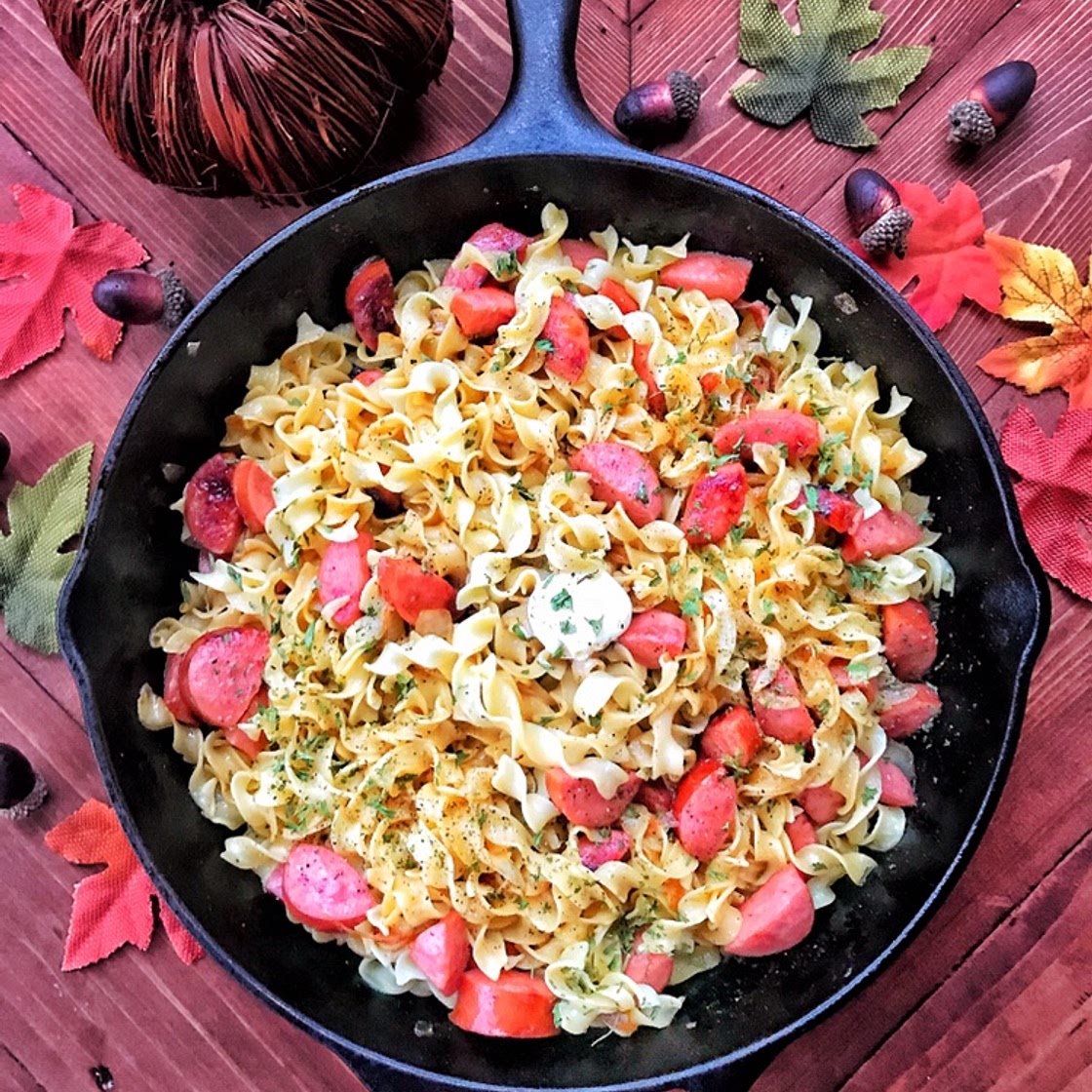 Smoked Sausage & Egg Noodles - The Tipsy Housewife