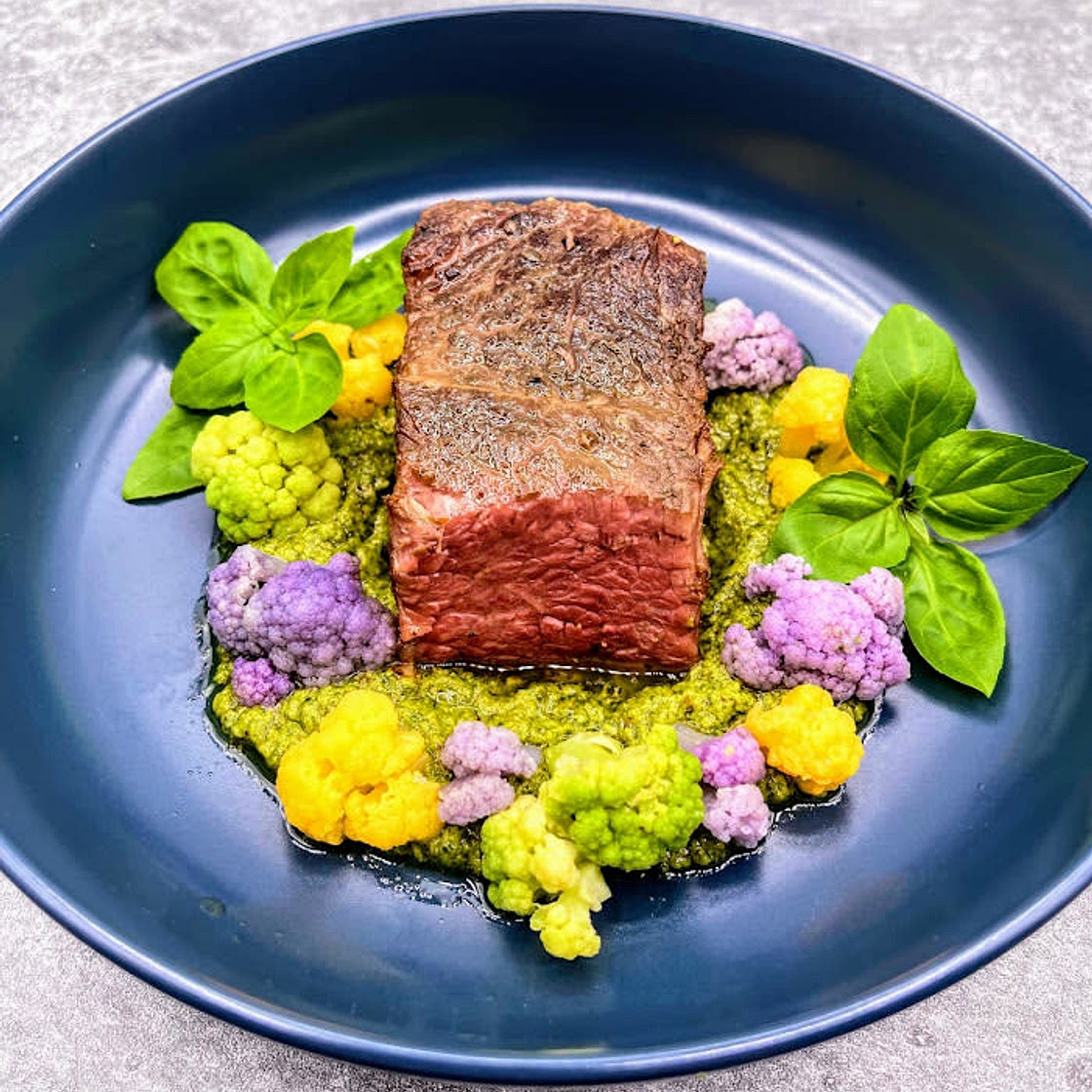 Steak with Fresh Basil Pesto