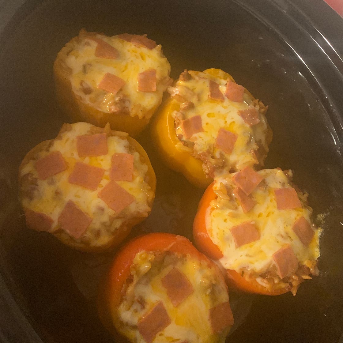 Pizza Slow Cooker Stuffed Peppers