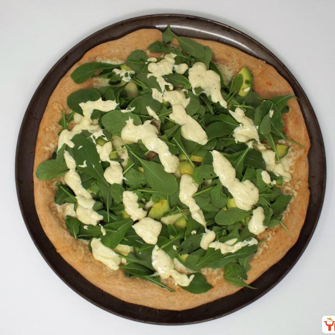 Avocado and Arugula Pizza with Aioli