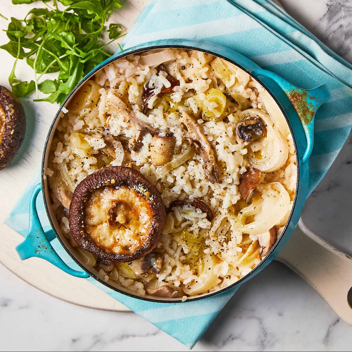 Oven-Baked Cheesy Portobello Mushroom Risotto