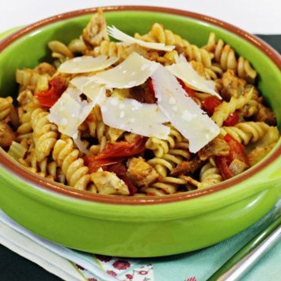 Quick Leftover Pork Pesto Pasta