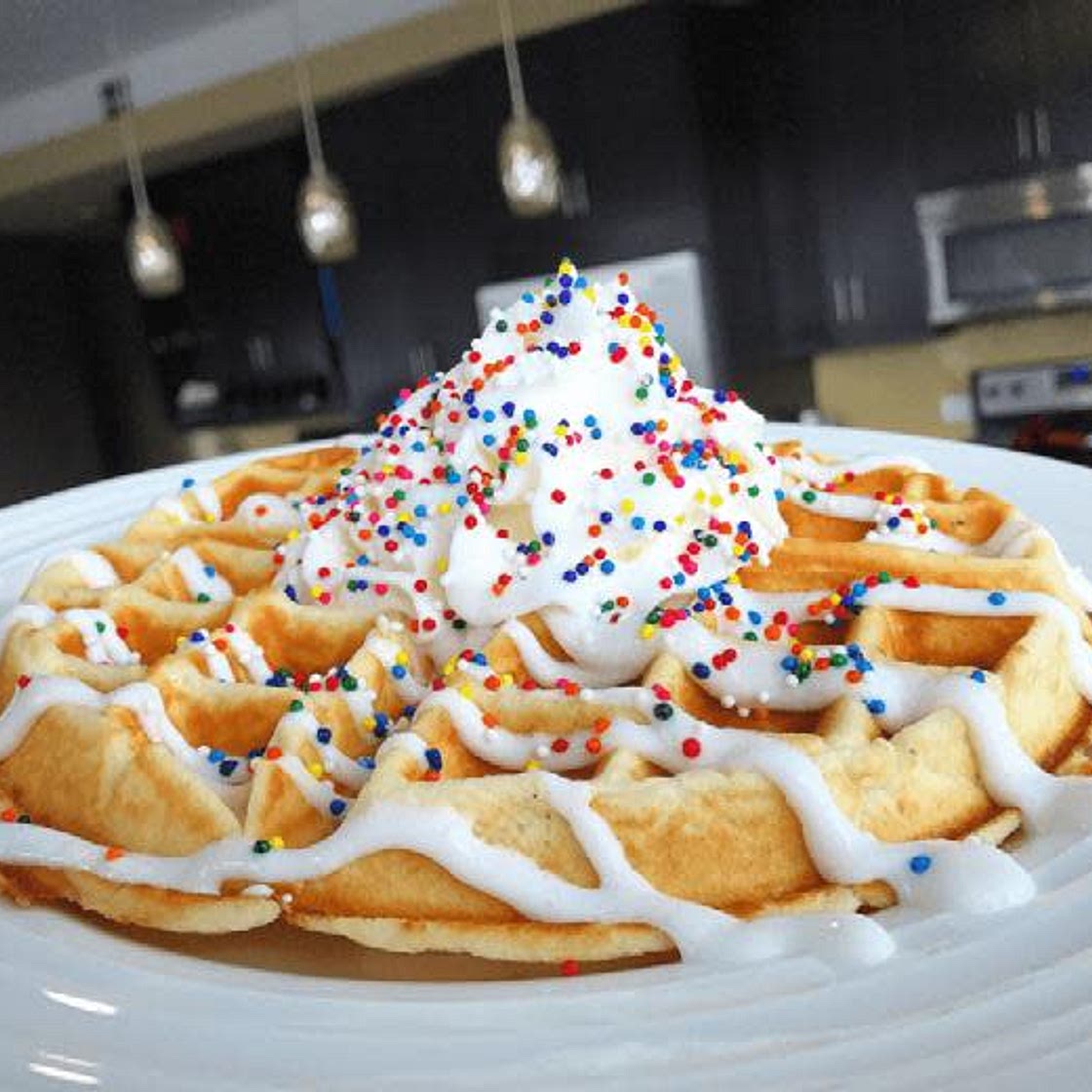 Vanilla Cake Batter Protein Belgian Waffle