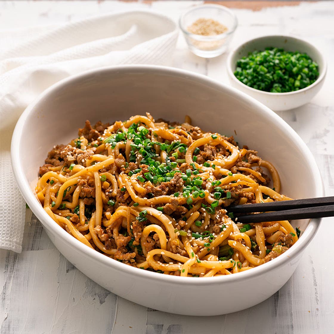 15-minute Pork & Sesame Udon Noodles