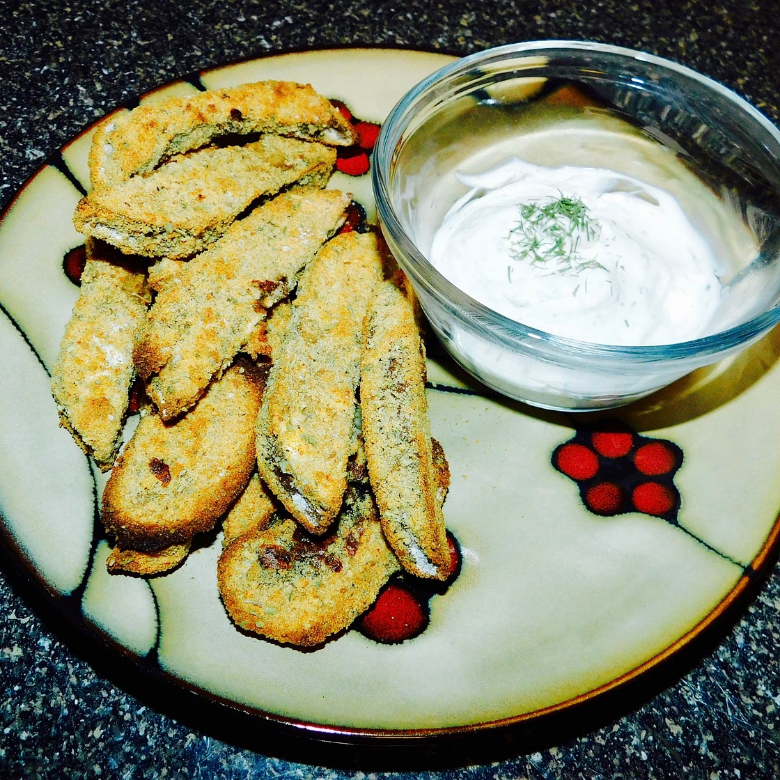 Baked Portobello Mushroom Fries with Garlic Horseradish Dip