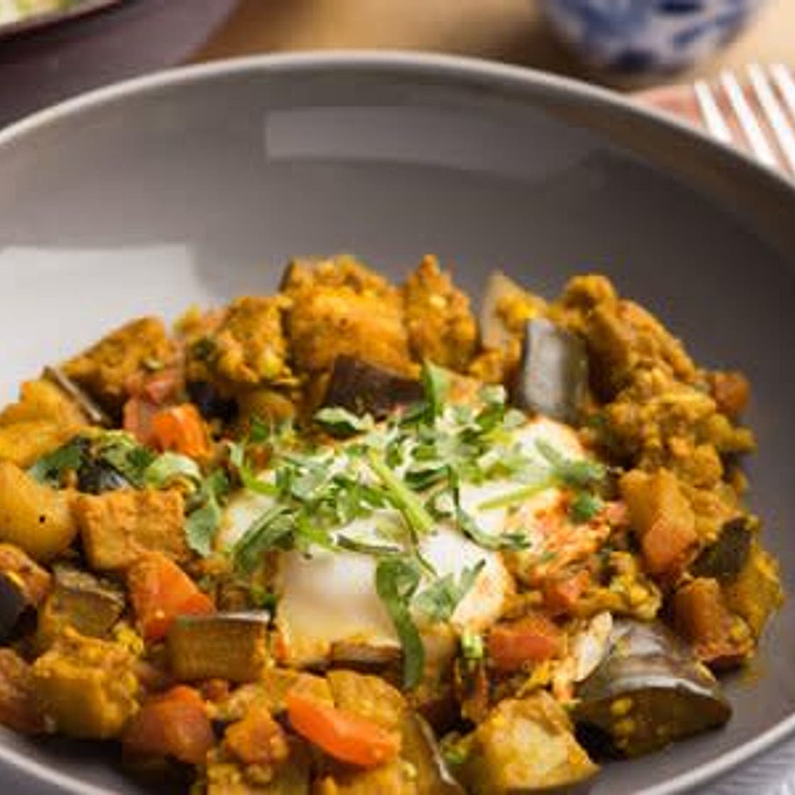 Eggplant Curry with Eggs