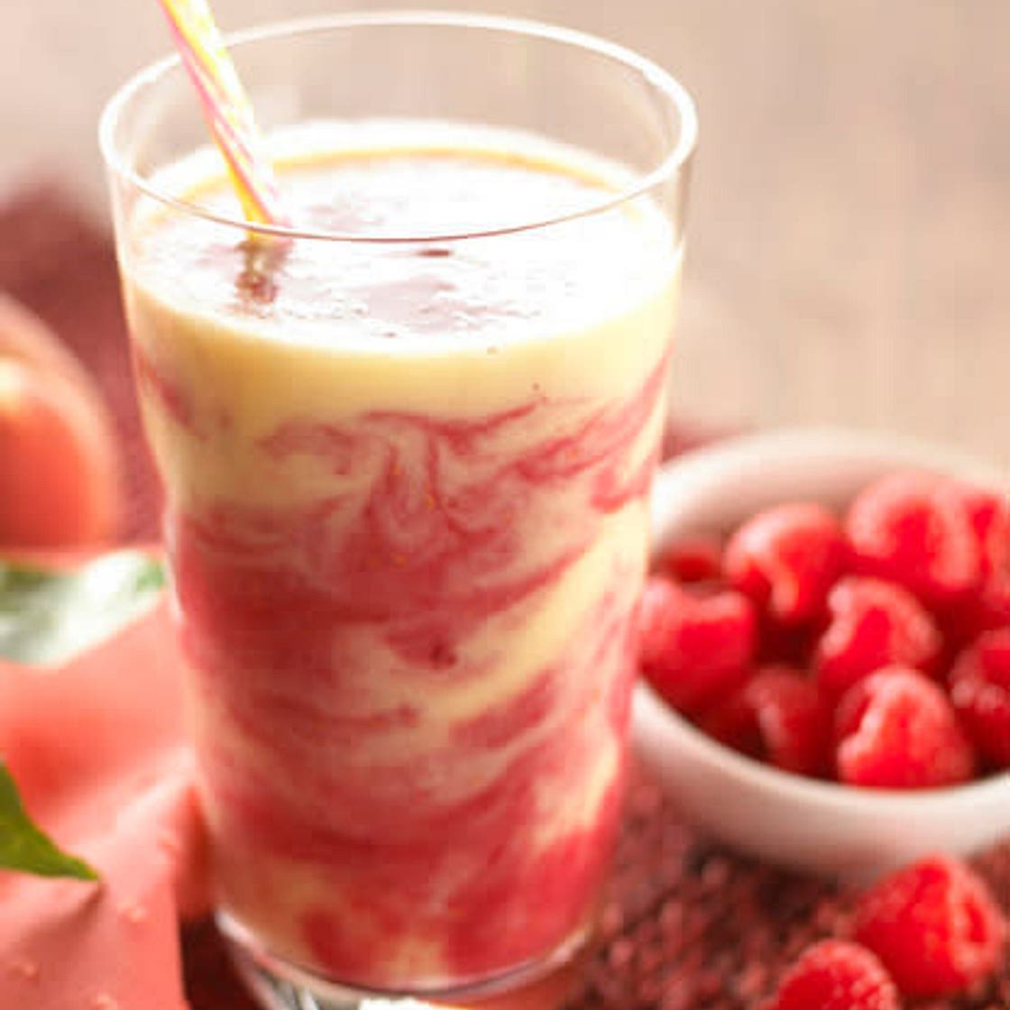 Peach Raspberry Swirl Smoothie