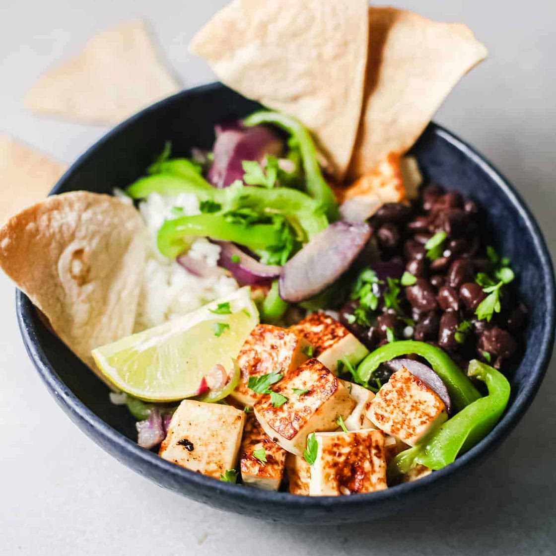 Sheet Pan Fajita Tofu Bowls