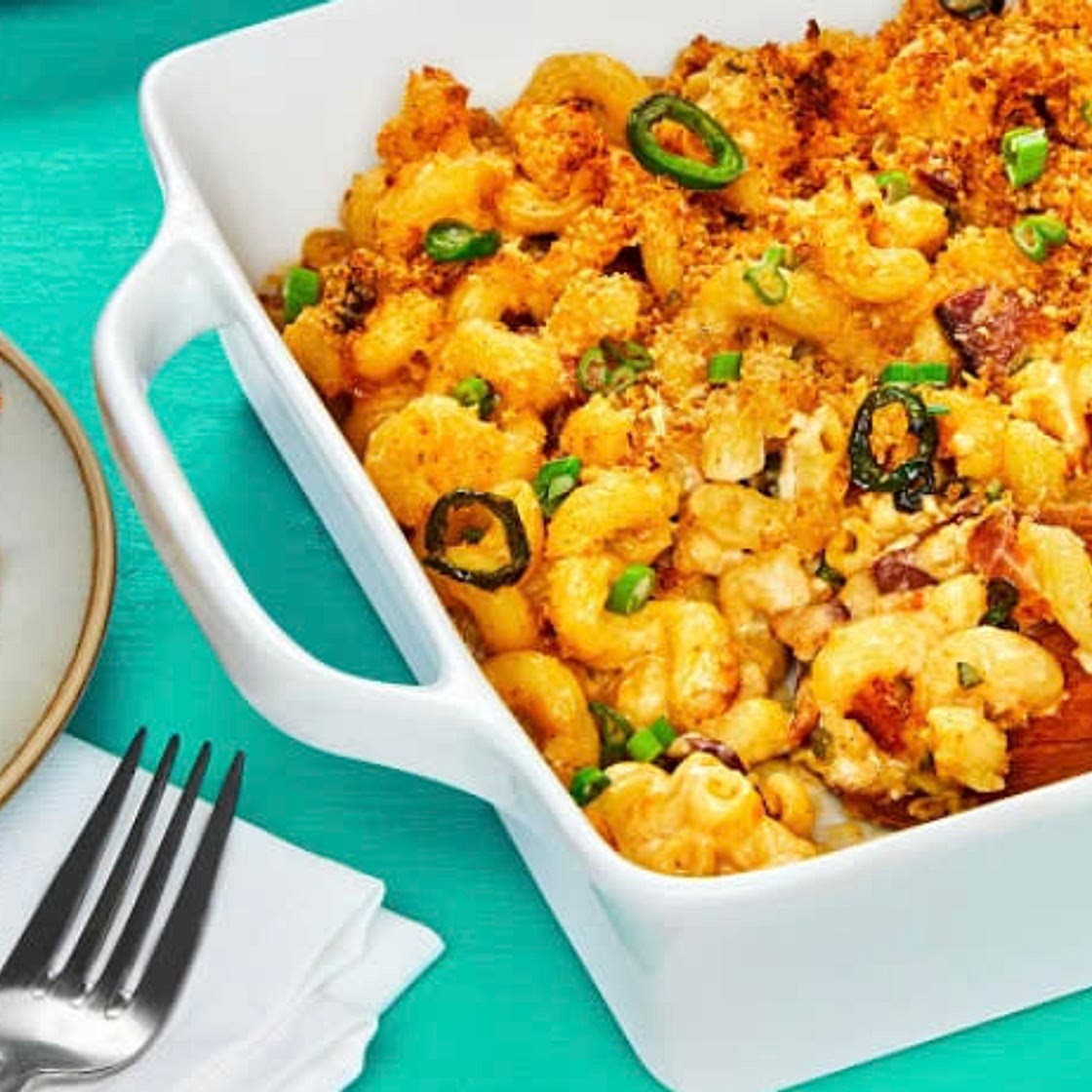 Bacon Jalapeño Mac & Cheese with Crispy Panko Topping