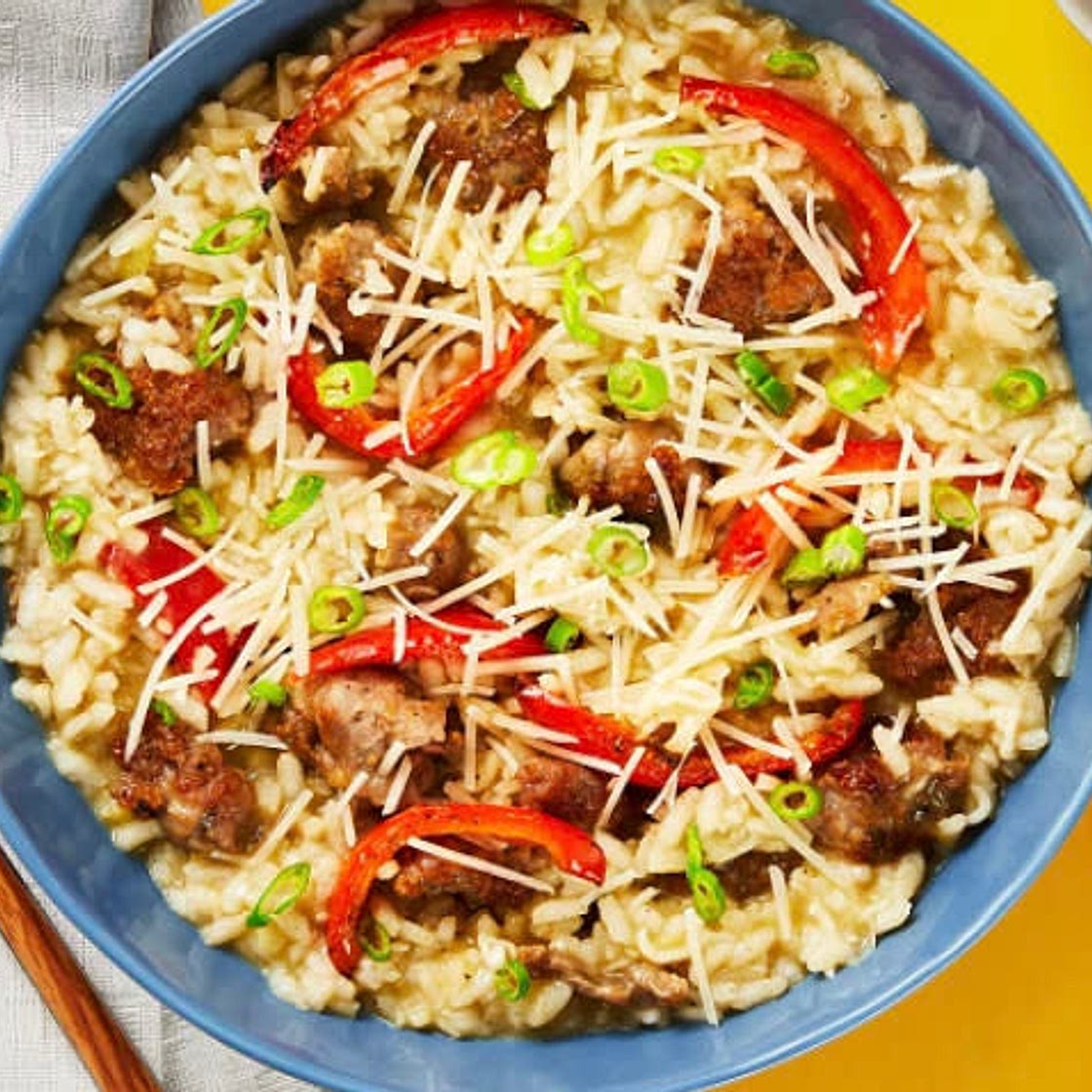 Pork Sausage & Bell Pepper Risotto with Parmesan & Lemon