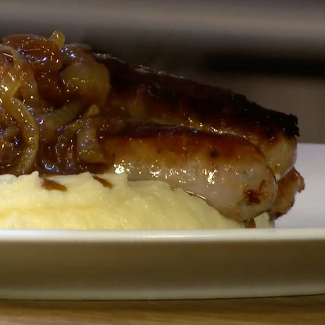 Bangers with Onion Gravy and Mash - James Martin Chef