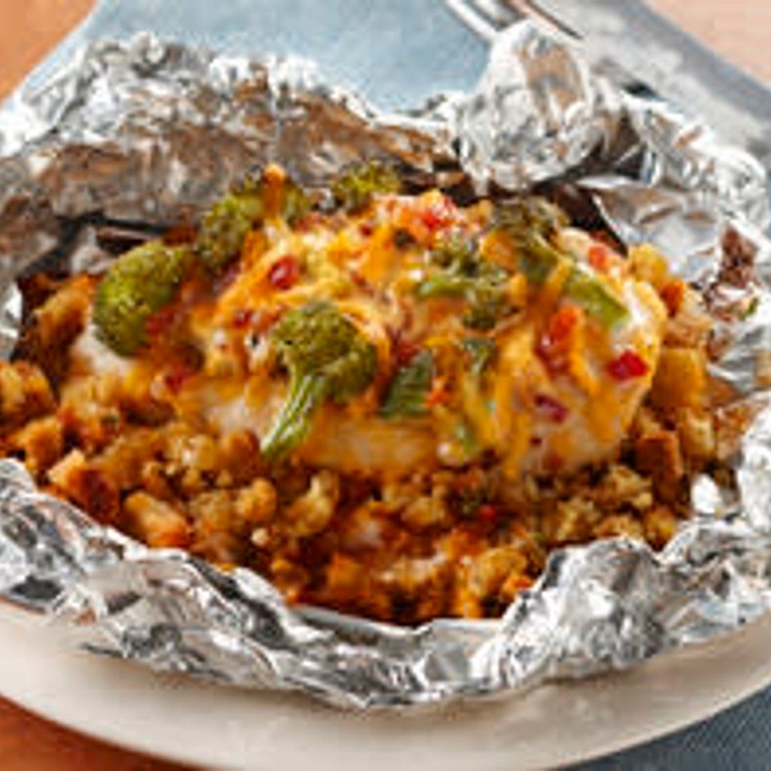 Foil packet chicken & broccoli