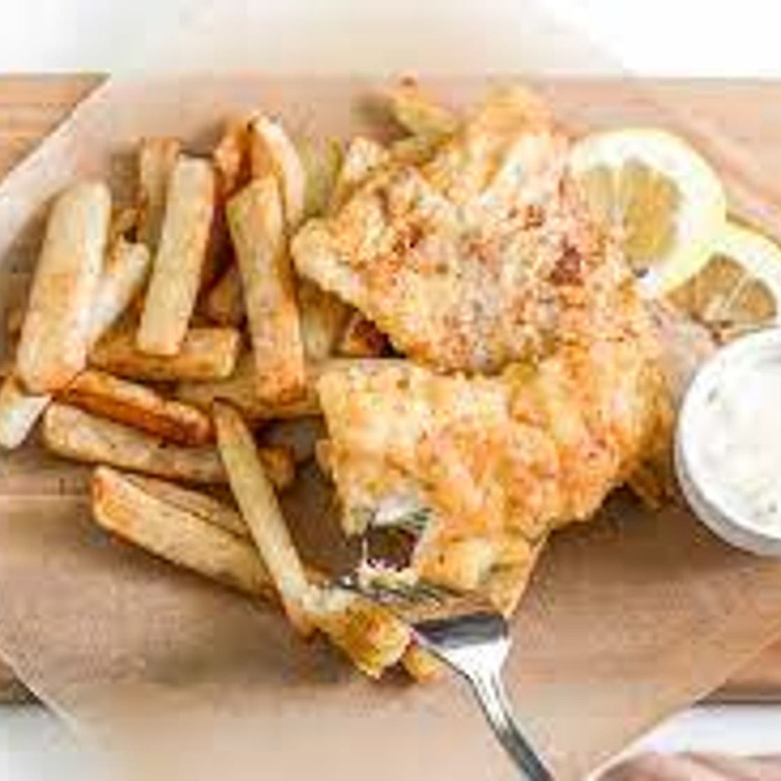 Home-made fish and chips