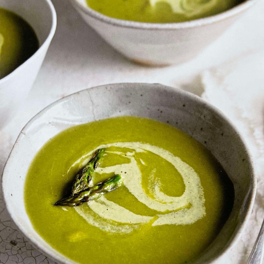 Roasted Asparagus Soup with Pistachio Cream [HMC]