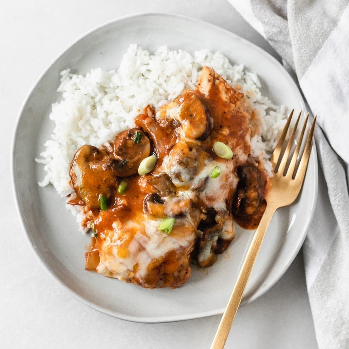 One Skillet Mushroom BBQ Chicken