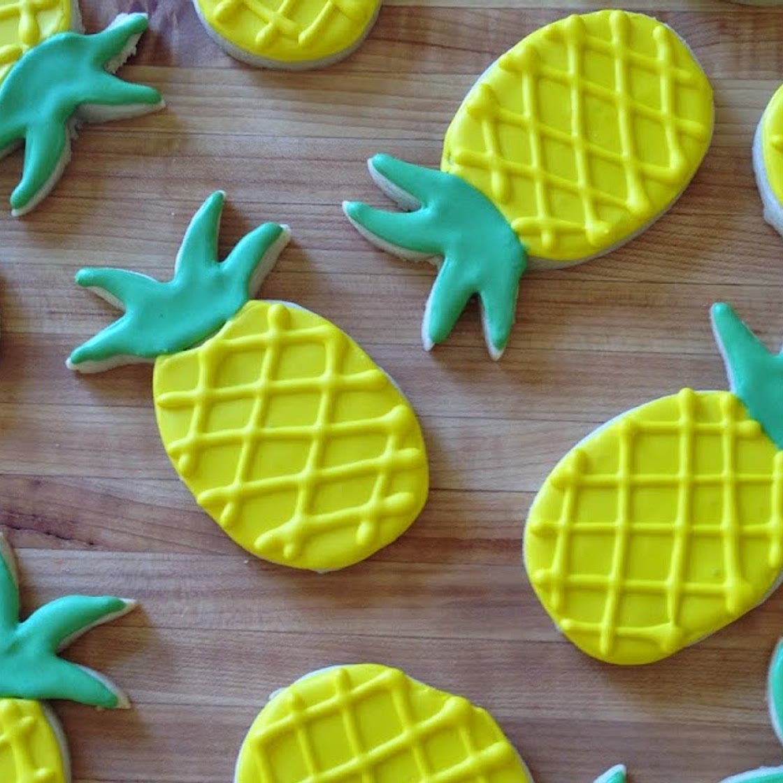 Pineapple Sugar Cookies with Royal Icing