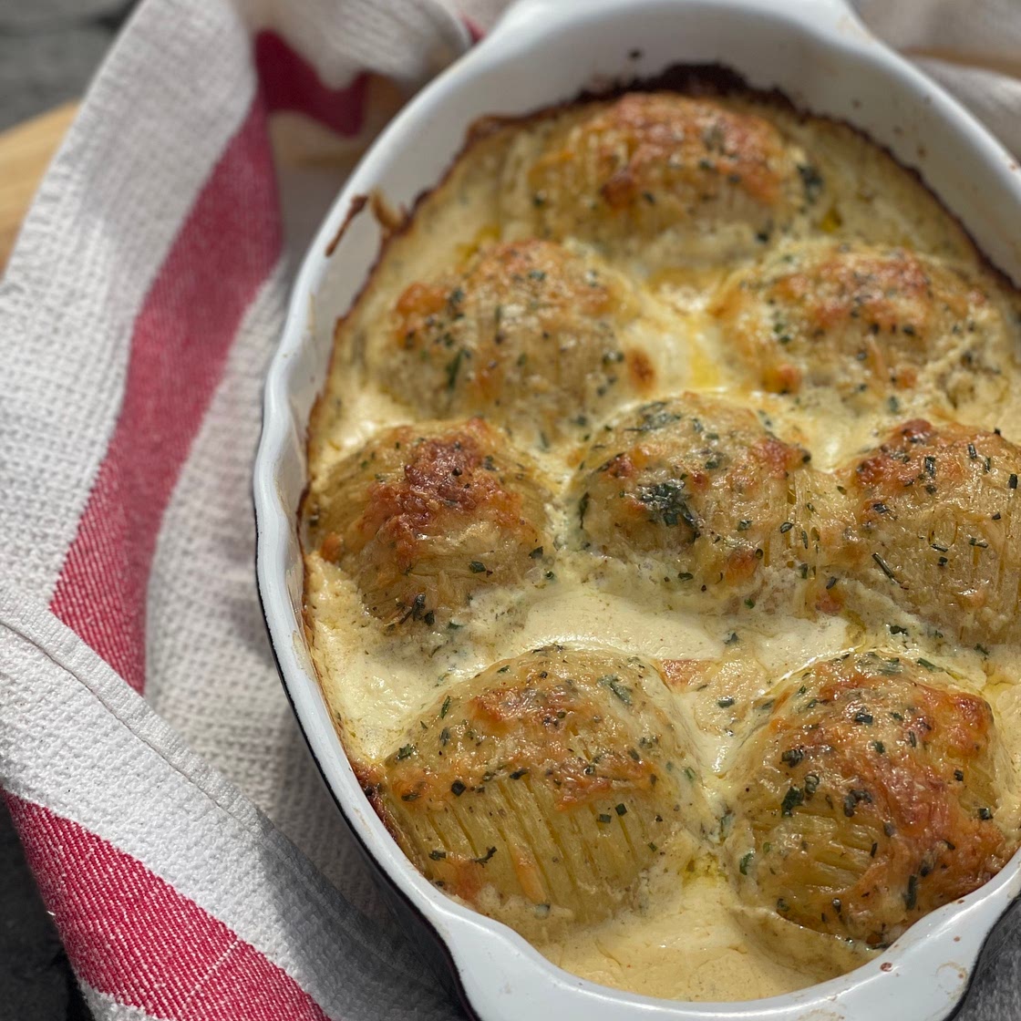 Hasselback Potato Gratin