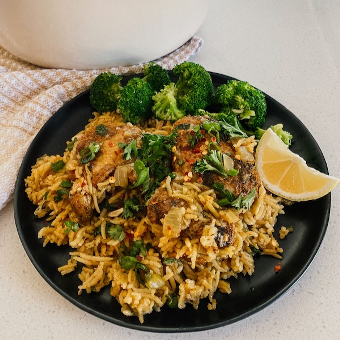 One Pot Crispy Chicken Thighs & Rice