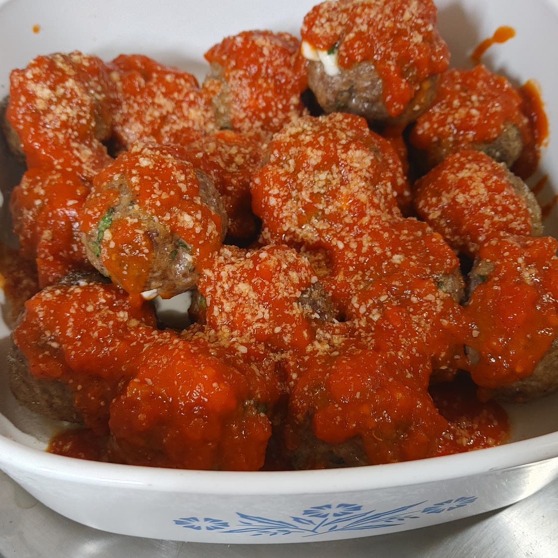 Air Fryer Mozzarella-Stuffed Meatballs