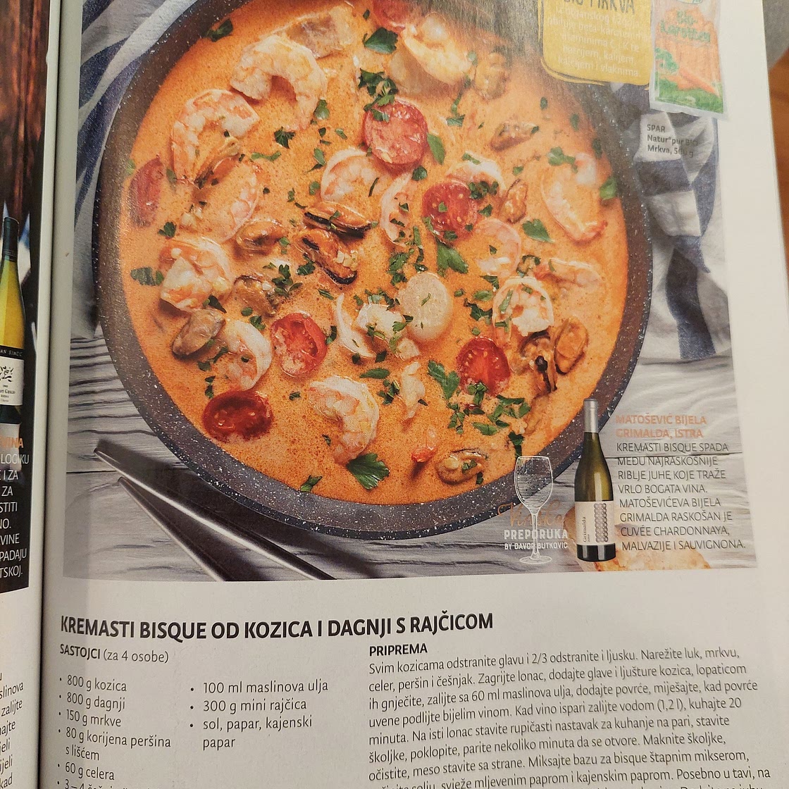 Bisque od korica i dagnji s rajčicom
