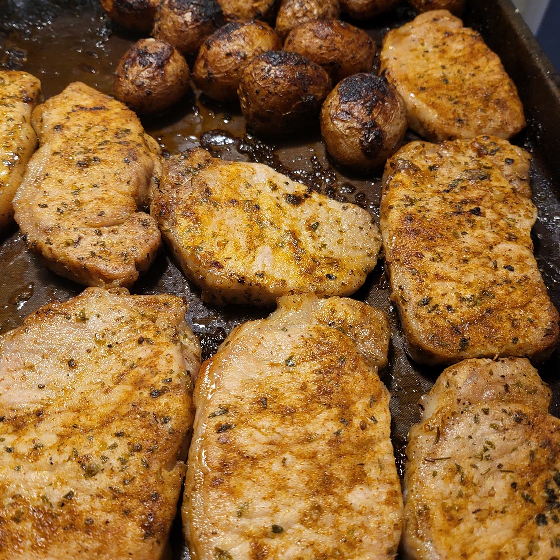 Ranch Pork Chops and Potatoes Sheet Pan Dinner