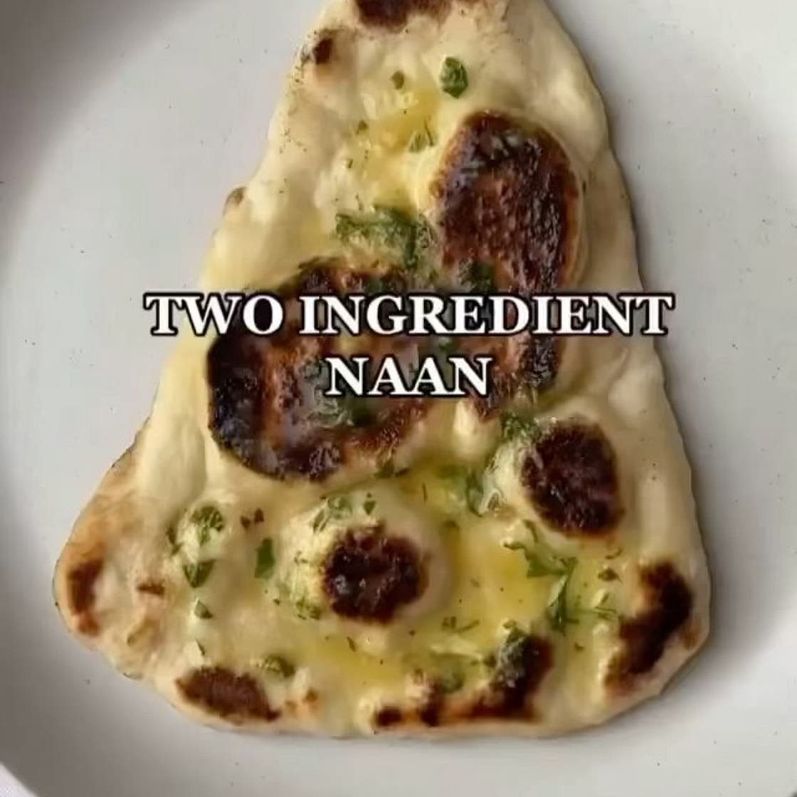 Two Ingredient Naan (makes 4 naans) and at just 240 Calories each 🥟💫🥟💫✨ This is surprisingly easy to make and results in soft, fluffy naans that are heavenly with curries, dahls or by themselves! 250g self raising flour 250g Greek yoghurt Pinch of salt