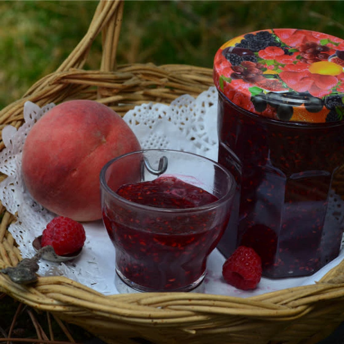 Compote framboises et pêches 