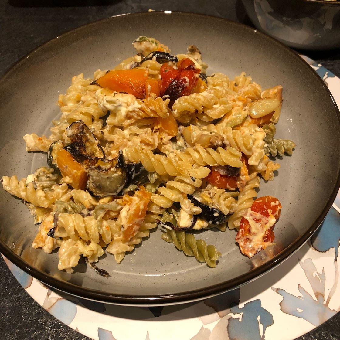 Baked Feta and Butternut Squash Pasta with Sage and Garlic