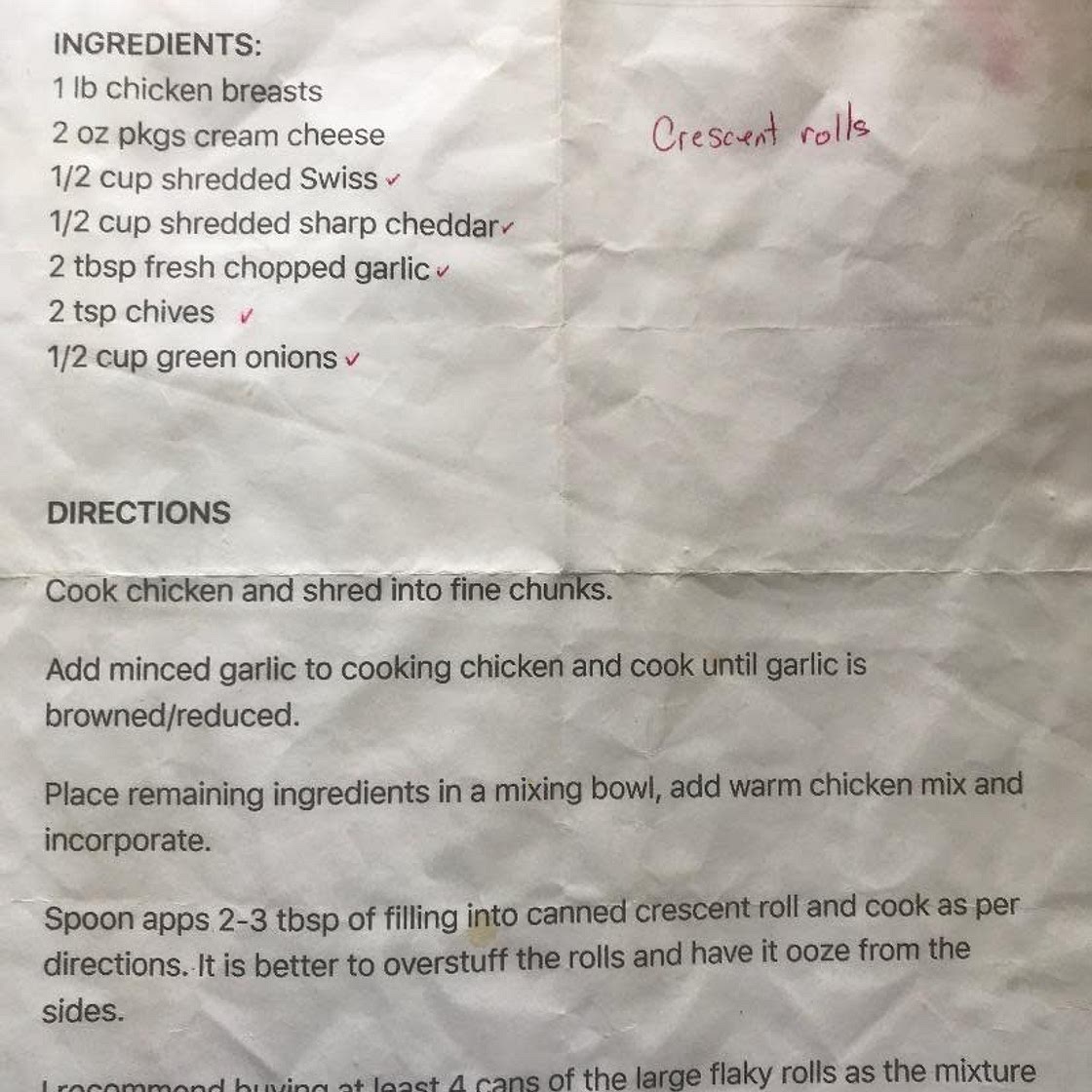 Kat's Chicken Crescent Rolls