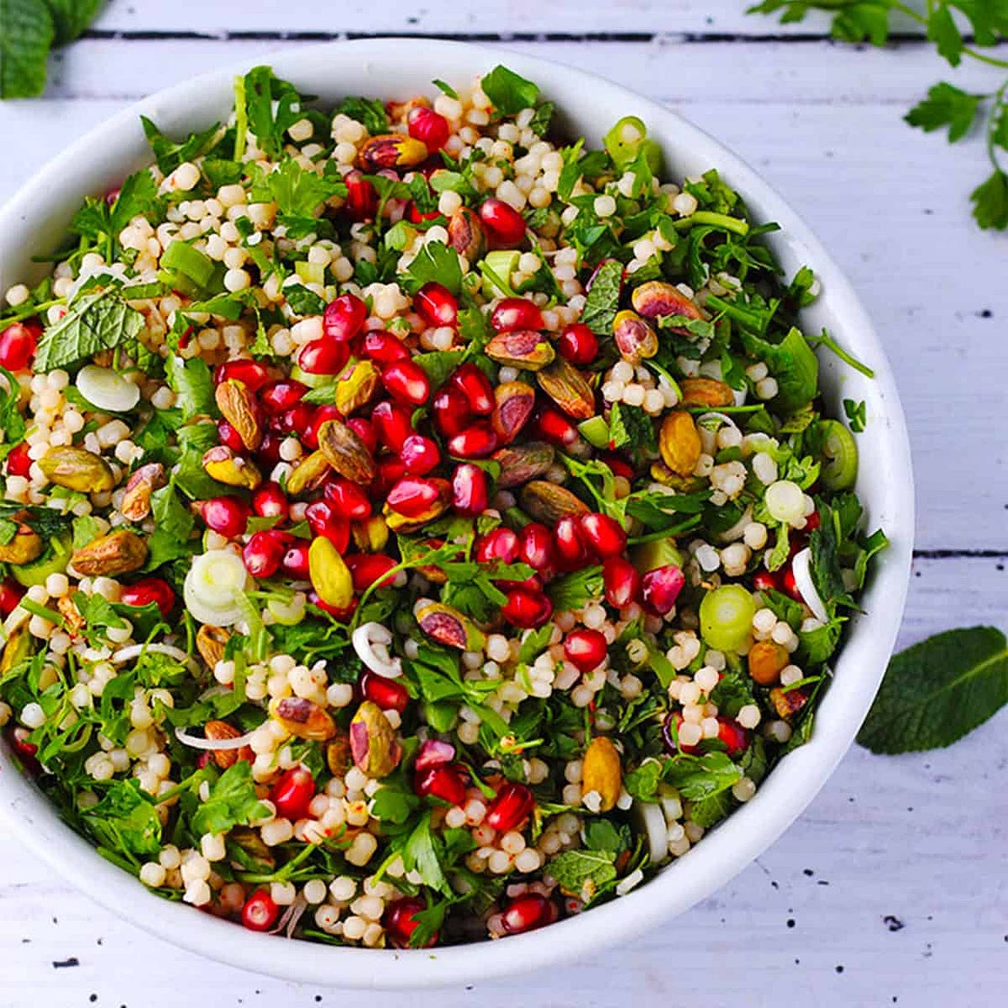 festive pomegranate couscous salad