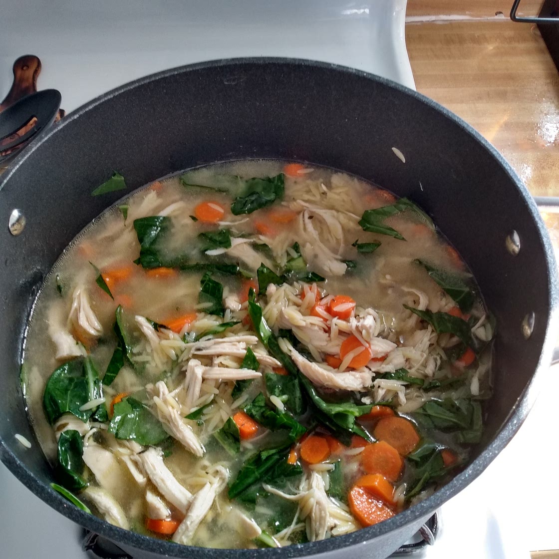 Lemony Garlic Chicken and Orzo Soup