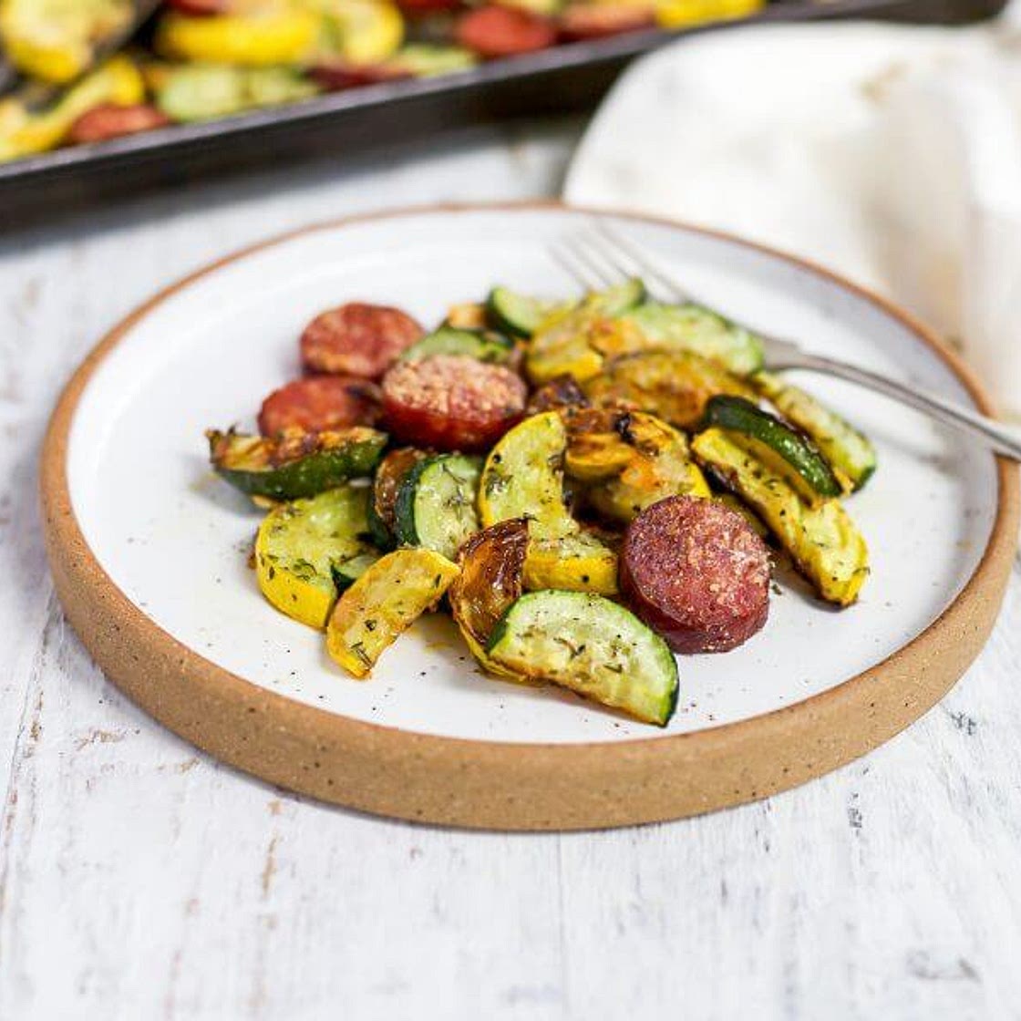 Keto Sausage and Zucchini Sheet Pan Meal