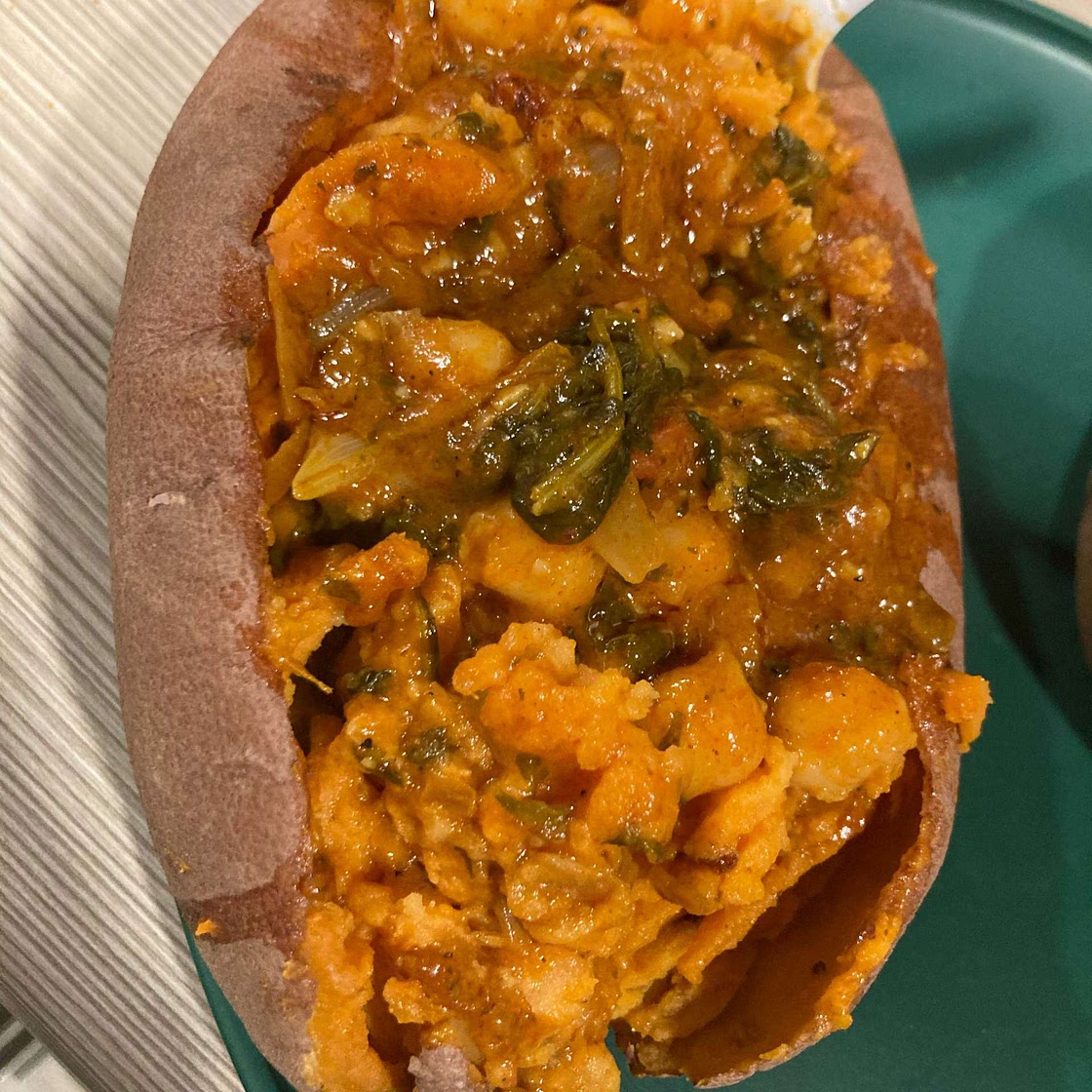 Chickpea Masala Stuffed Sweet Potatoes