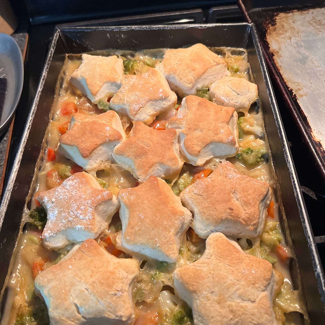 Plant-Based Veggie Pot Pie With Biscuit Topping